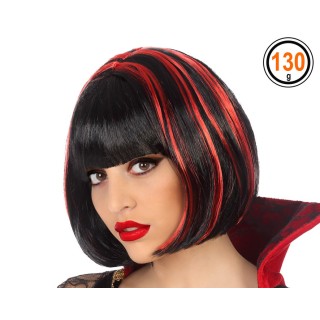 Perruque vampire noir/rouge
