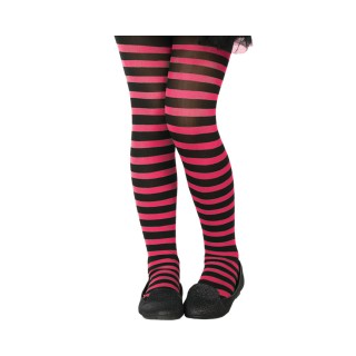 Collant enfant rayé noir/rose