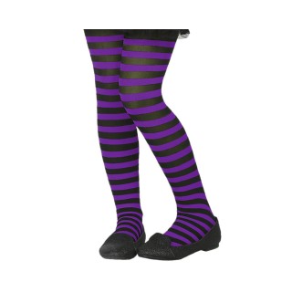 Collant enfant rayé noir/violet