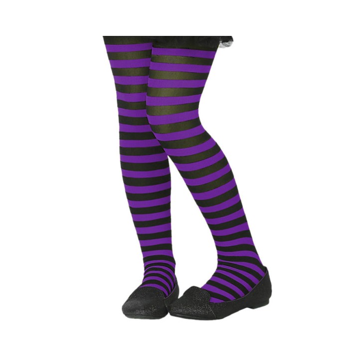 Collant enfant rayé noir/violet