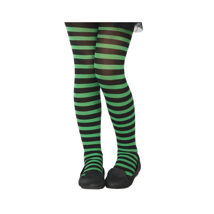 Collant enfant rayé noir/vert