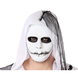 Masque adulte rigide blanc bouche cousue
