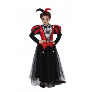 Costume enfant fille arlequin rouge/noir