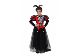 Costume enfant fille arlequin rouge/noir