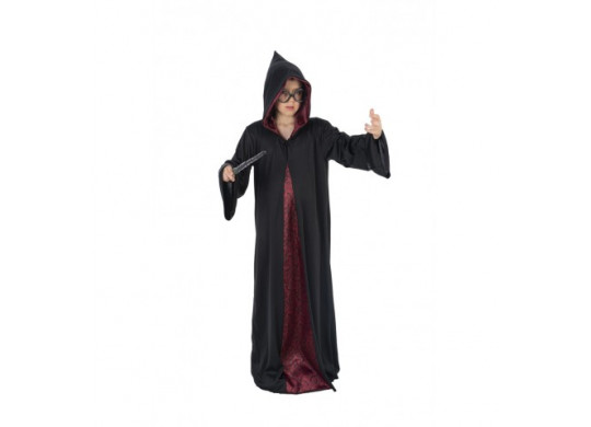 Costume enfant mixte cape sorcier noir/bordeaux