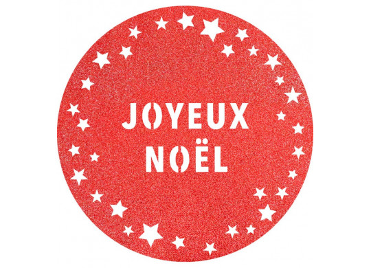 Set de table pailleté rond rouge joyeux noël prémium