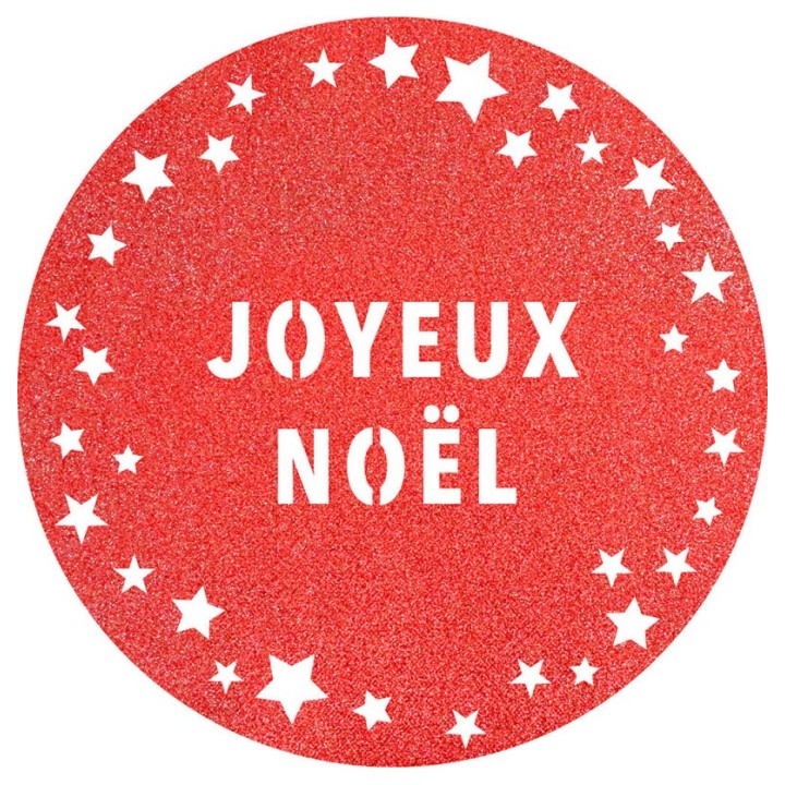 Set de table pailleté rond rouge joyeux noël prémium