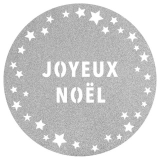 Set de table pailleté rond argent joyeux noël prémium