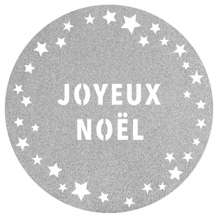 Set de table pailleté rond argent joyeux noël prémium