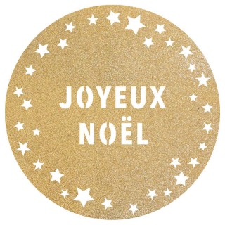 Set de table pailleté rond or joyeux noël prémium