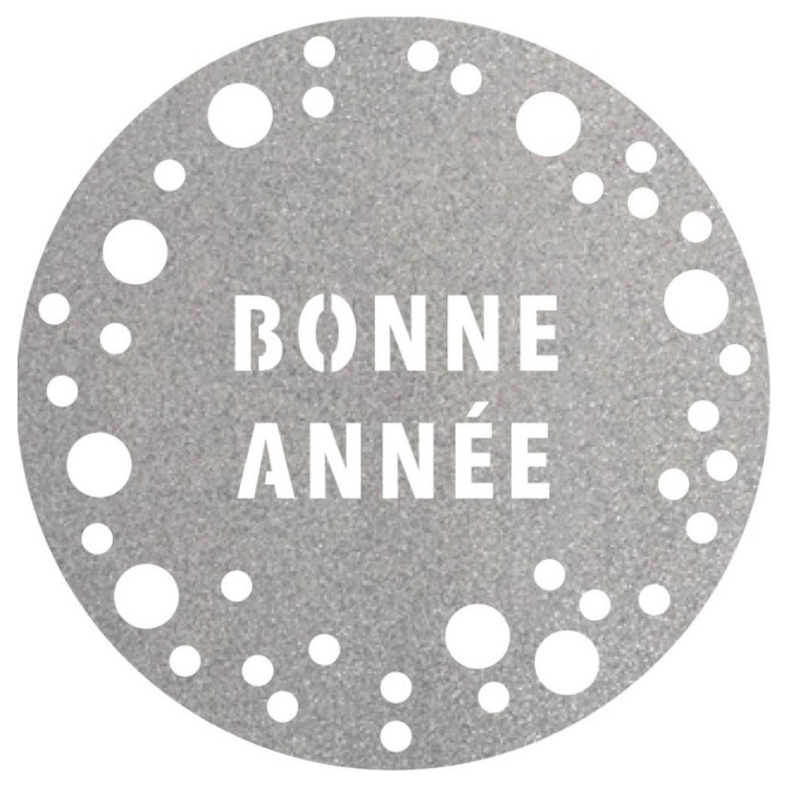 Set de table pailleté rond argent bonne année prémium