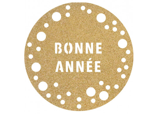 Set de table pailleté rond or bonne année prémium Set de table pailleté rond or bonne année prémium