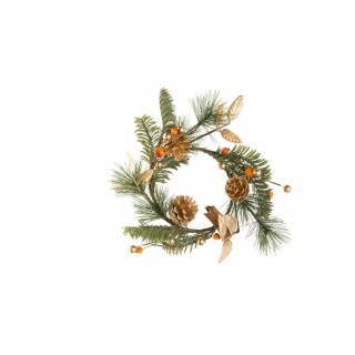 Couronne sapin vert ambre et or