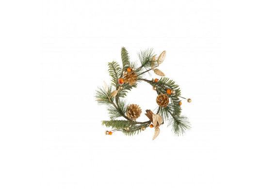 Couronne sapin vert ambre et or