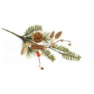 Branche sapin vert ambre et or