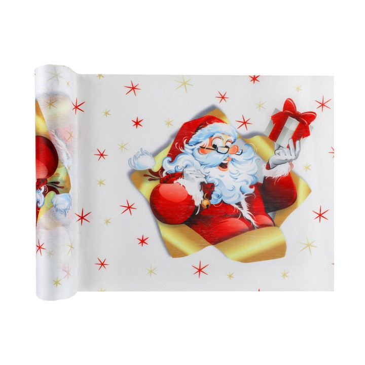 Chemin de table blanc Père Noël cadeau