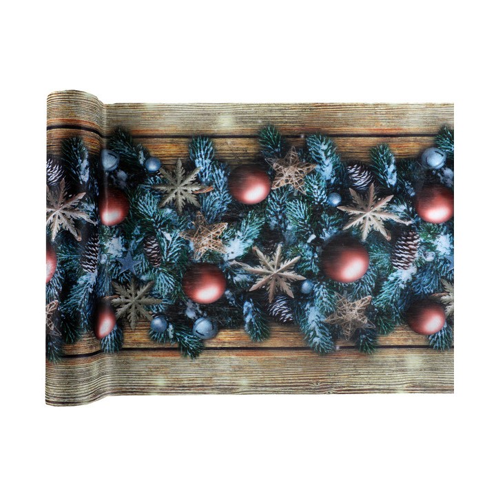 Chemin de table nature bois/bleu