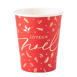 8 Gobelets rouge Holly Christmas