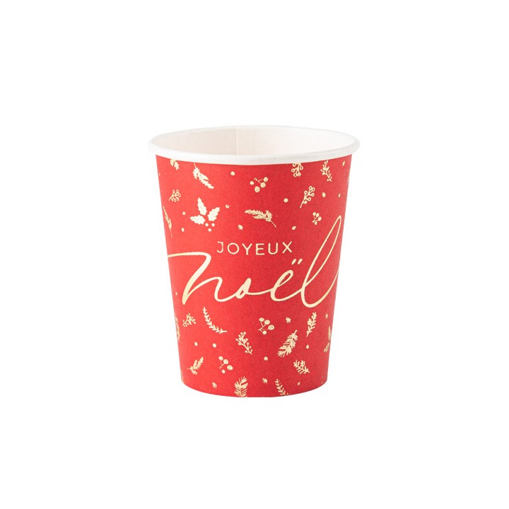 8 Gobelets rouge Holly Christmas