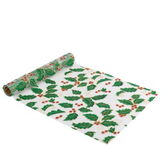 Chemin de table organza houx de Noël