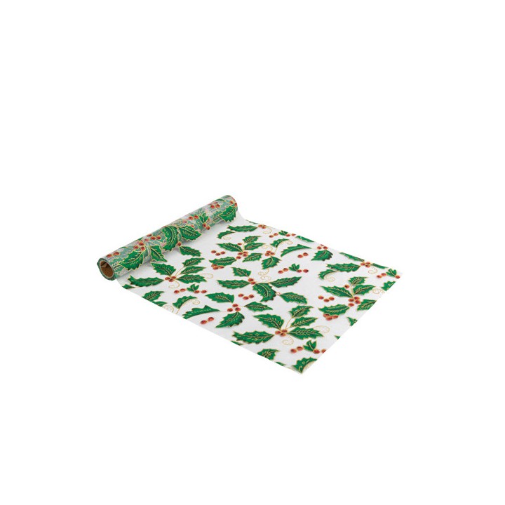 Chemin de table organza houx de Noël