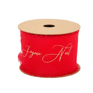 Ruban mousseline rouge Joyeux Noël