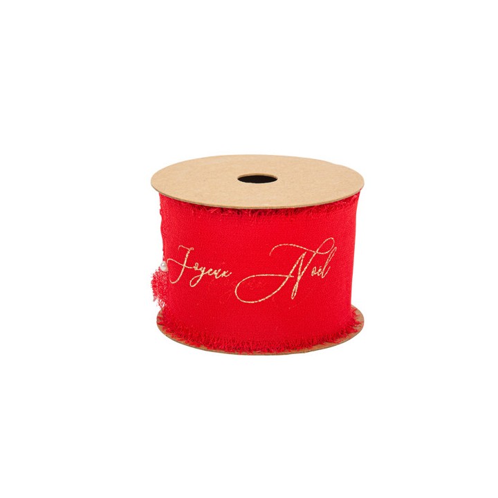Ruban mousseline rouge Joyeux Noël