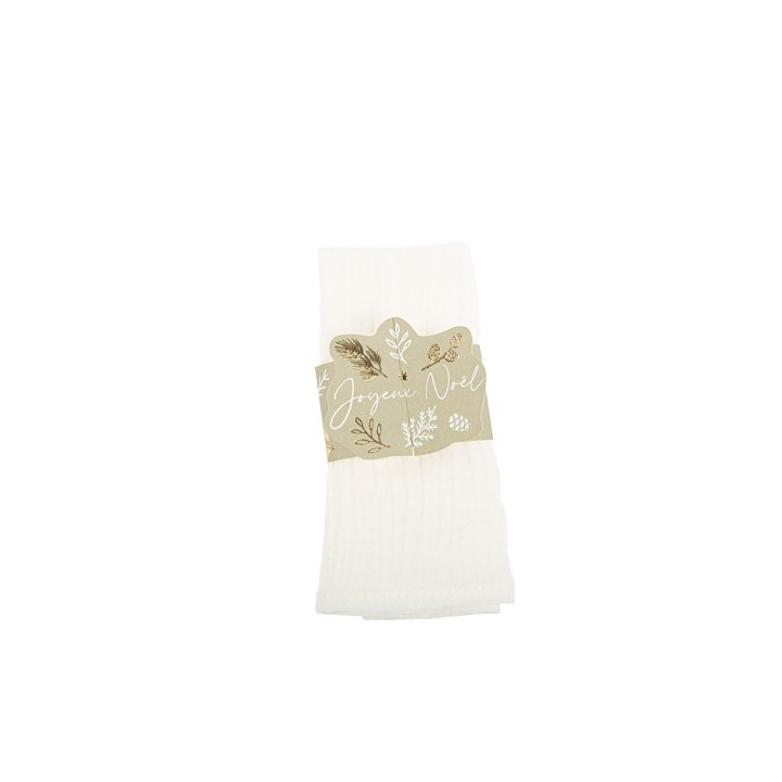 8 Rond de serviette vert sauge Joyeux Noël botanique
