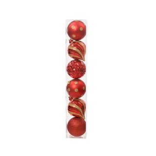 Boite 6 boules rouge assortis
