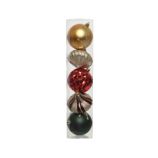 Boite 5 boules thème tradi motifs assortis