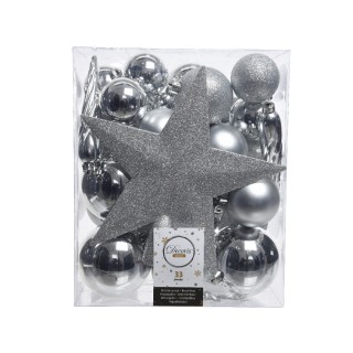 Boite 33 boules argent