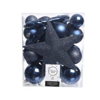 Boite 33 boules bleu nuit - Articles de Noël
