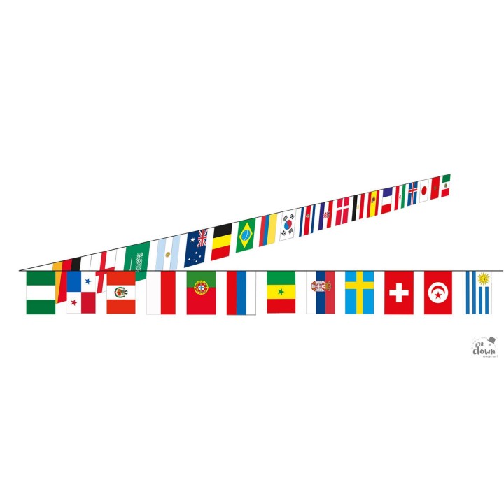 Guirlande fanion tissu drapeau pays coupe du monde
