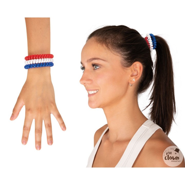 Bracelet/chouchou bleu/blanc/rouge