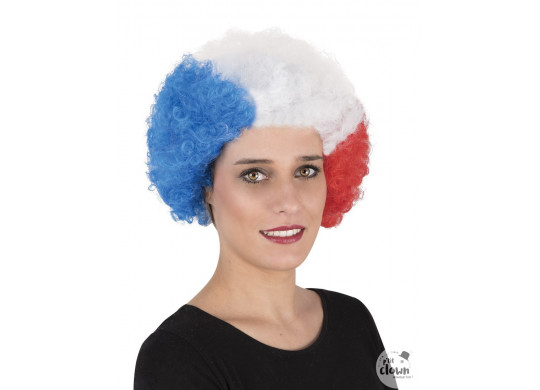 Perruque pop bleu/blanc/rouge