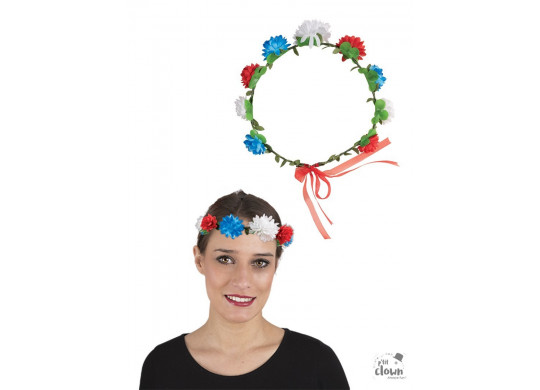 Couronne fleurs bleu/blanc/rouge