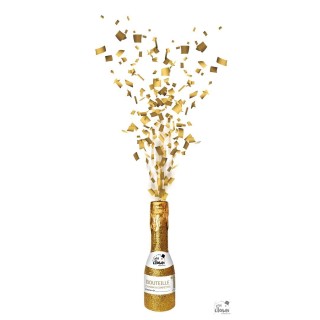 Mini bouteille canon à confettis 16cms or