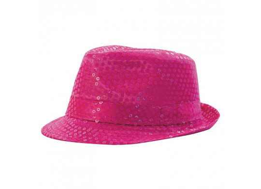 Chapeau borsalino sequin rose fluo