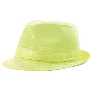 Chapeau borsalino sequin jaune fluo