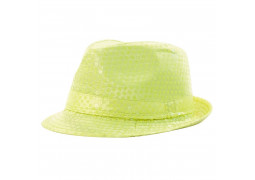 Chapeau borsalino sequin jaune fluo