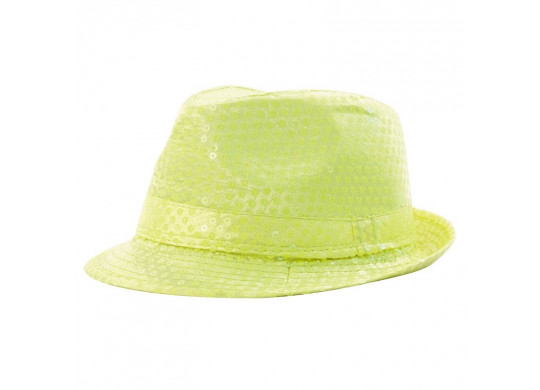 Chapeau borsalino sequin jaune fluo