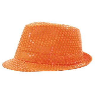 Chapeau borsalino sequin orange fluo