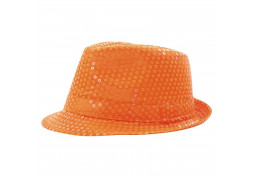 Chapeau borsalino sequin orange fluo