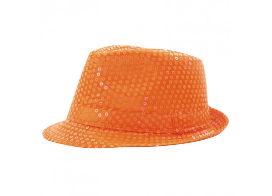 Chapeau borsalino orange fluo - Années 80 - Magie du déguisement