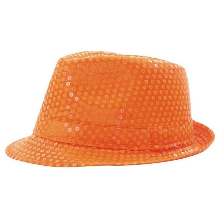 Chapeau borsalino sequin orange fluo
