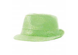 Chapeau borsalino sequin vert fluo