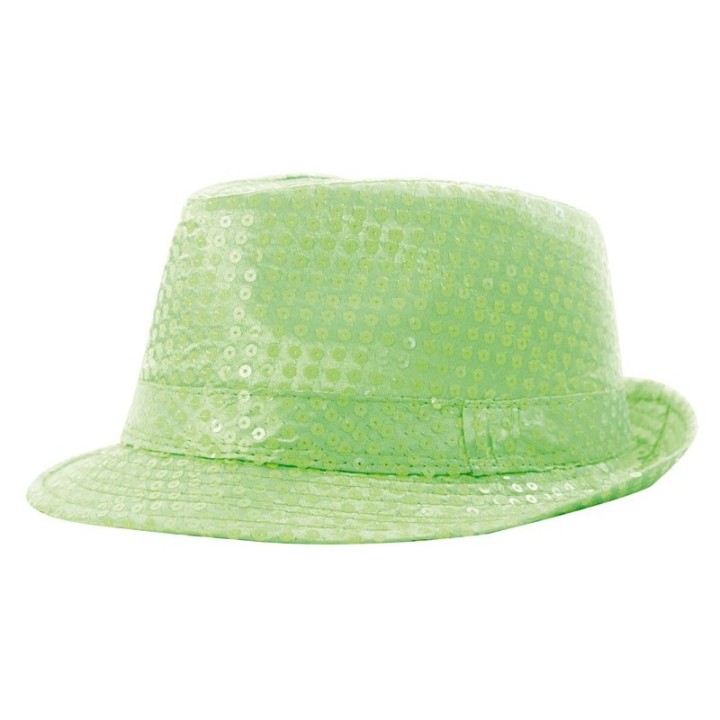 Chapeau borsalino sequin vert fluo