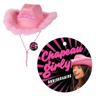 Chapeau cowgirl rose miss anniversaire