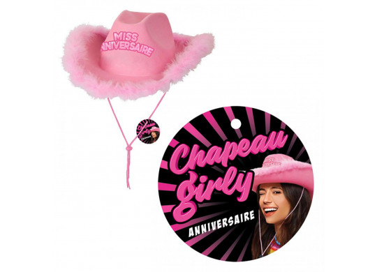Chapeau cowgirl rose miss anniversaire