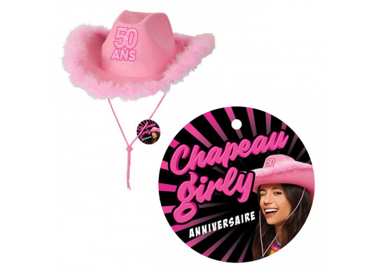 Chapeau cowgirl rose 50 ans